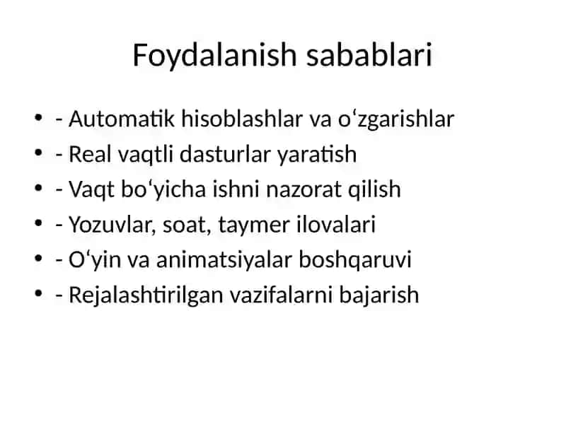 Timer ob’ekti va undan foydalanish 4