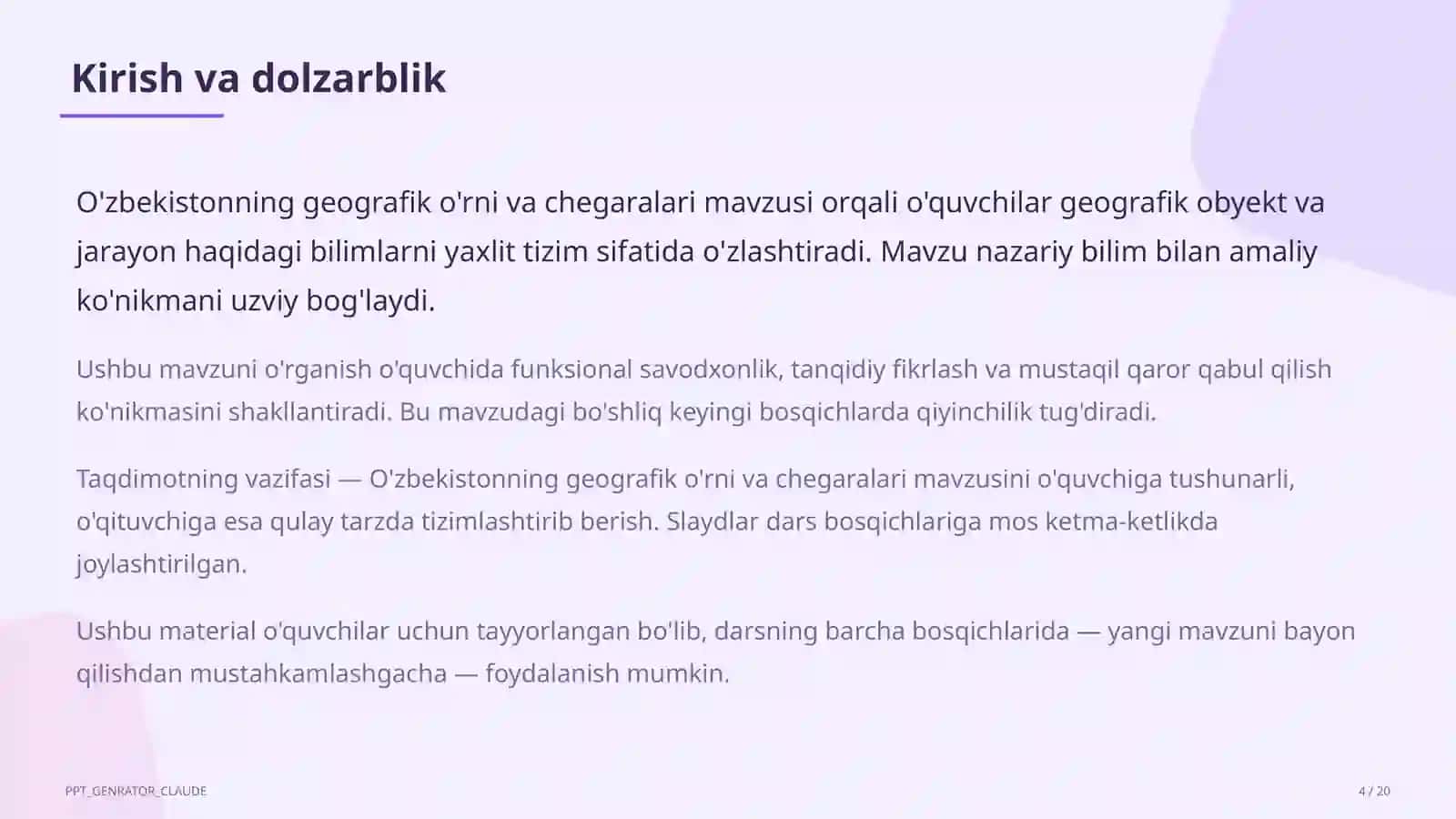 O'zbekistonning geografik o'rni va chegaralari (8-sinf) 4