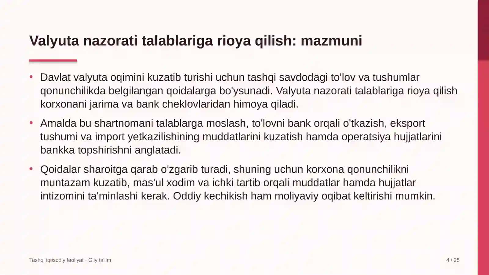 Aviakompaniyalarda valyuta nazorati talablariga rioya qilish 4