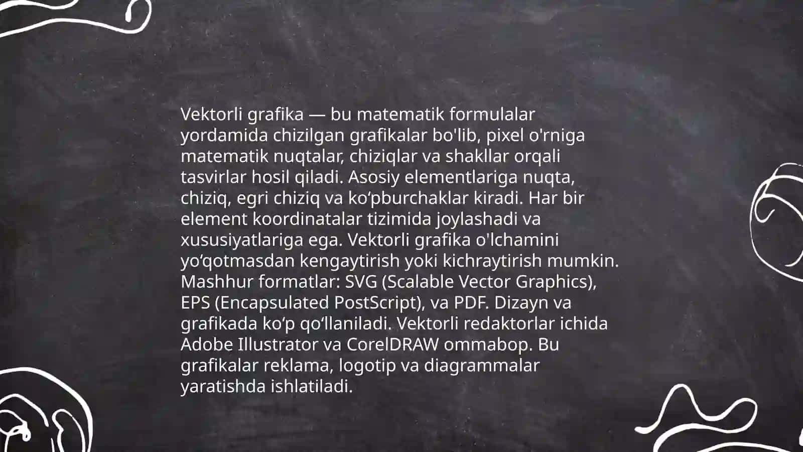 Kompyuter grafikasi turlari:Vektorli,rastrli,fraktal gtafika 4
