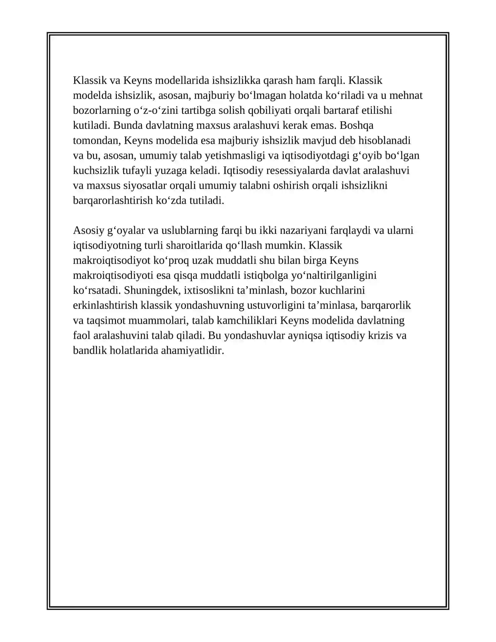 ASOSIY MAKROIQTISODIY MODELLARNING QIYOSIY TAHLILI 4