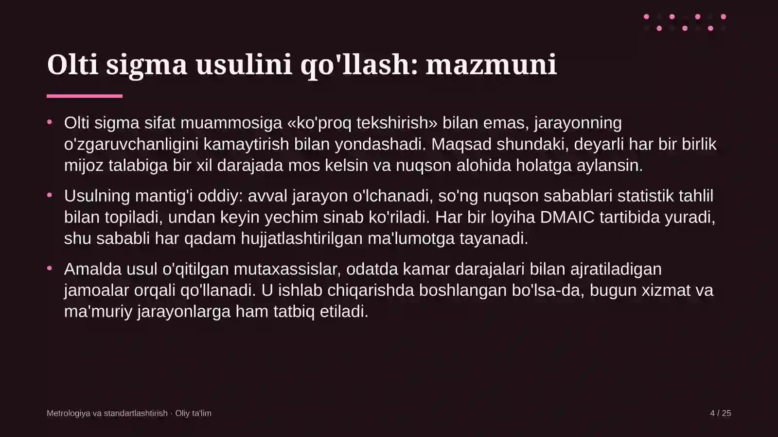 Agrokimyo xizmatida olti sigma usulini qo'llash 4