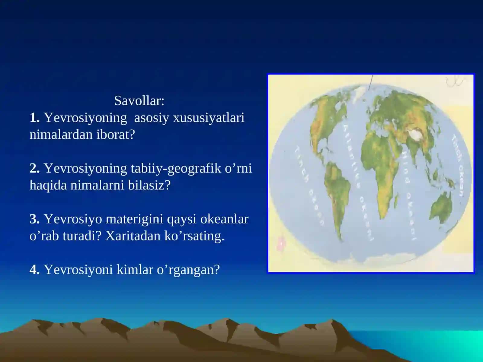 Yevrosiyoning geologik tuzilishi va foydali qazilmalari 4