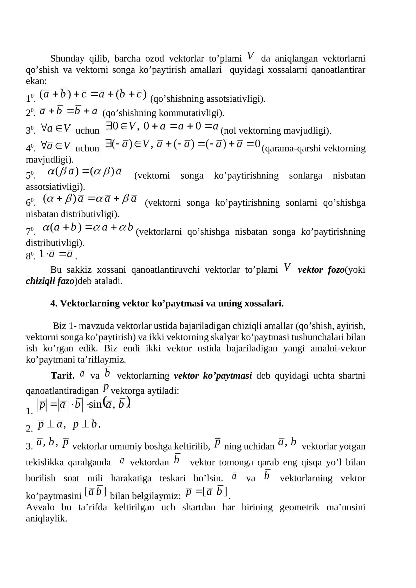 O’ng va chap vektorlar sistemasi 4