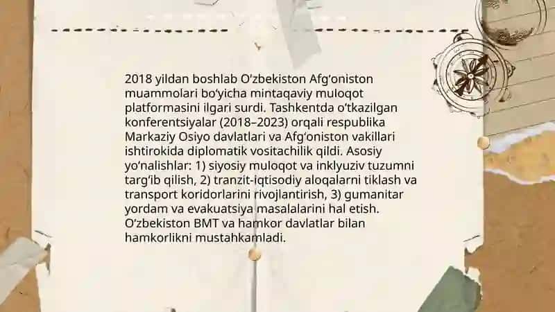 Oʻzbekistonning Markaziy Osiyoda tinchlik va barqarorlikni taʼminlashdagi oʻrni 4