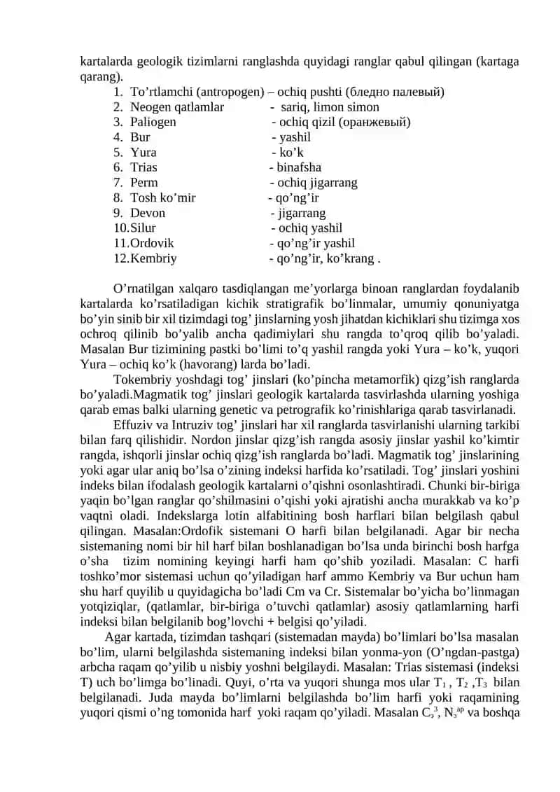 Geologik kartalarni o’qishni o’rganish 4