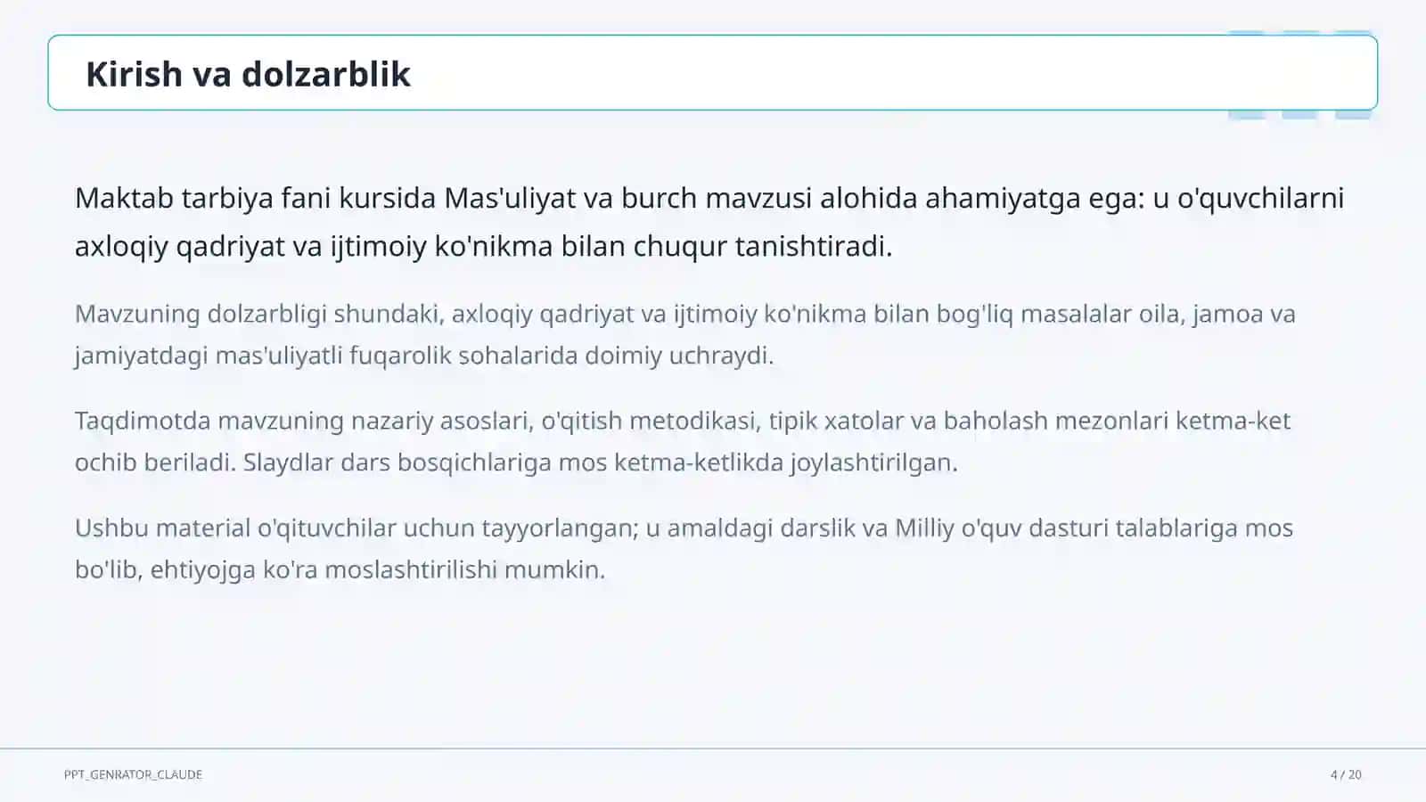 Mas'uliyat va burch (6-sinf) 4