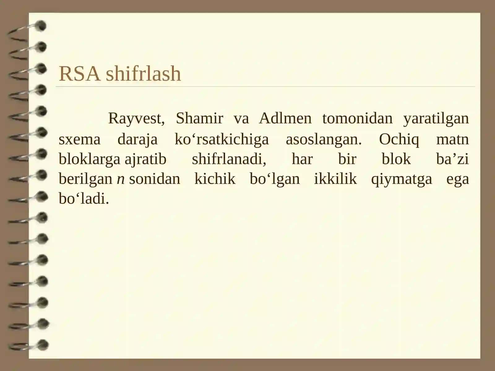 RSA shifrlash algoritmi 4