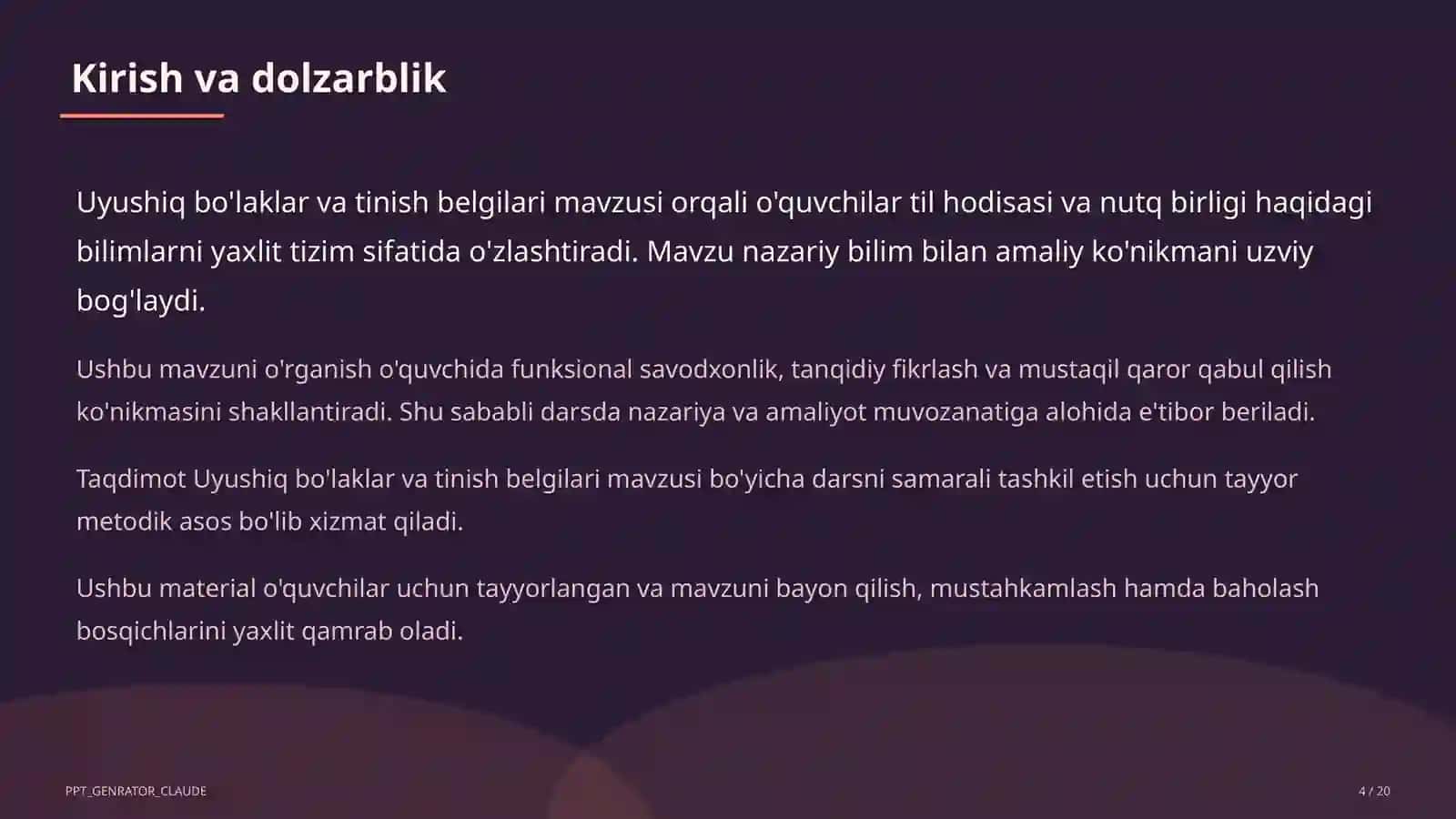 Uyushiq bo'laklar va tinish belgilari (8-sinf) 4