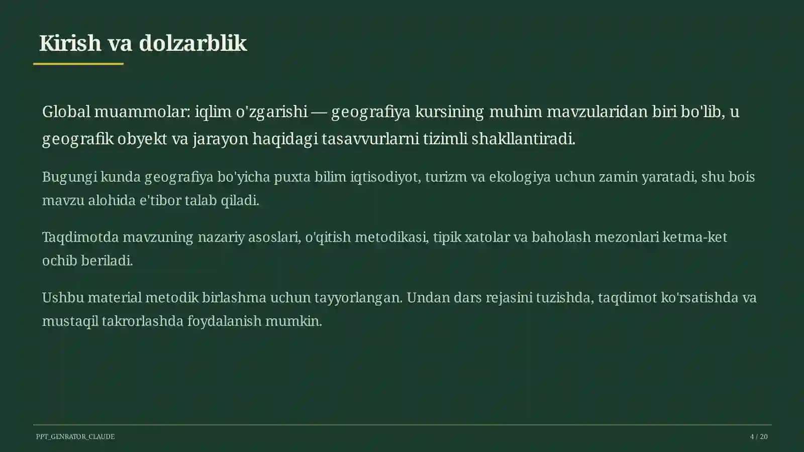 Global muammolar: iqlim o'zgarishi (11-sinf) 4