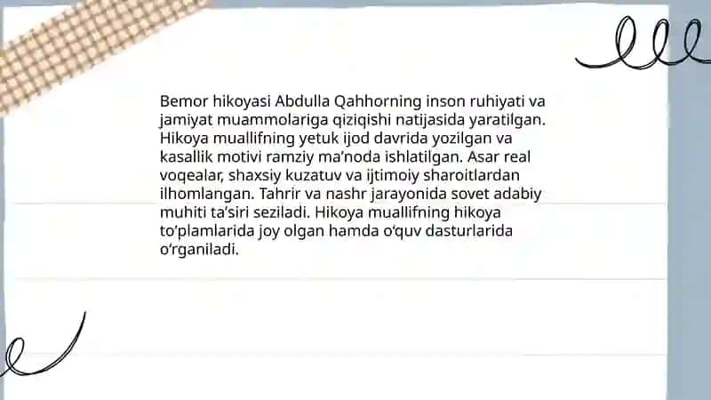 Abdulla Qahhorning hayoti va Bemor hikoyasi 4