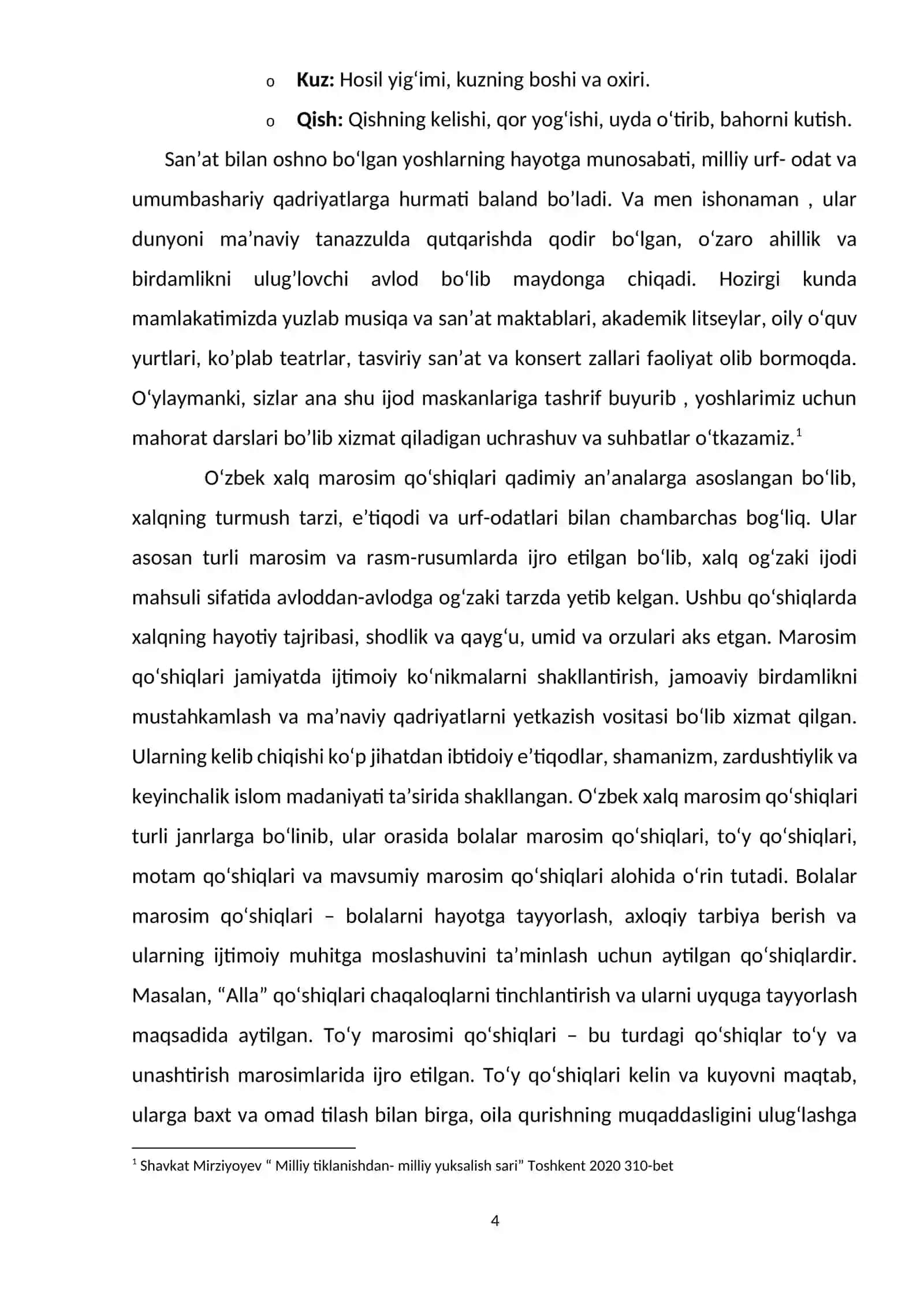 O‘zbek  xalq musiqa ijodida  mavsumiy marosim  qo’shiqlarining barqarorlashuvi va beqarorlashuvi. 4