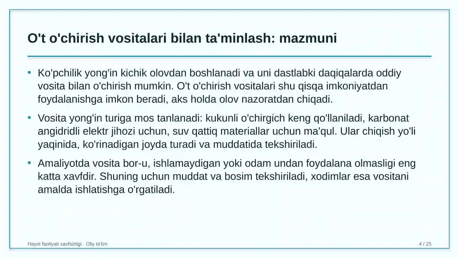 Aeroportlarda o't o'chirish vositalari bilan ta'minlash 4