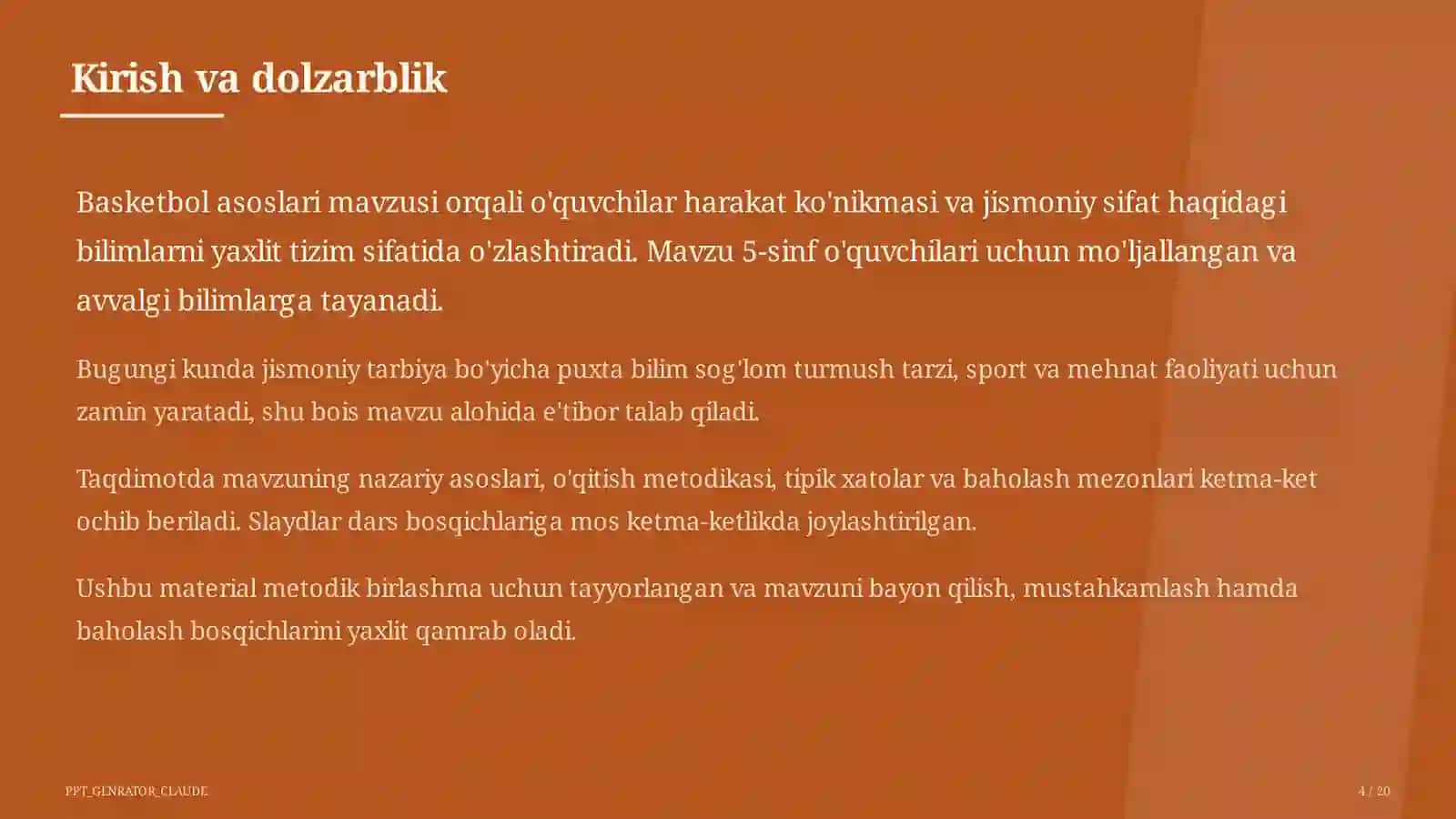 Basketbol asoslari (5-sinf) 4
