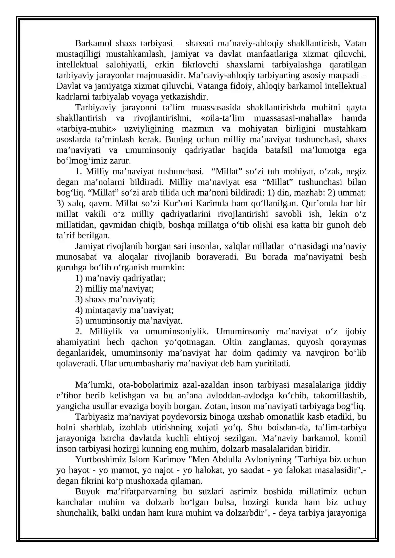 INSON KAMOLOTI VA SHAXSINING RIVOJLANISHIDA MUHITNING RO’LI 4