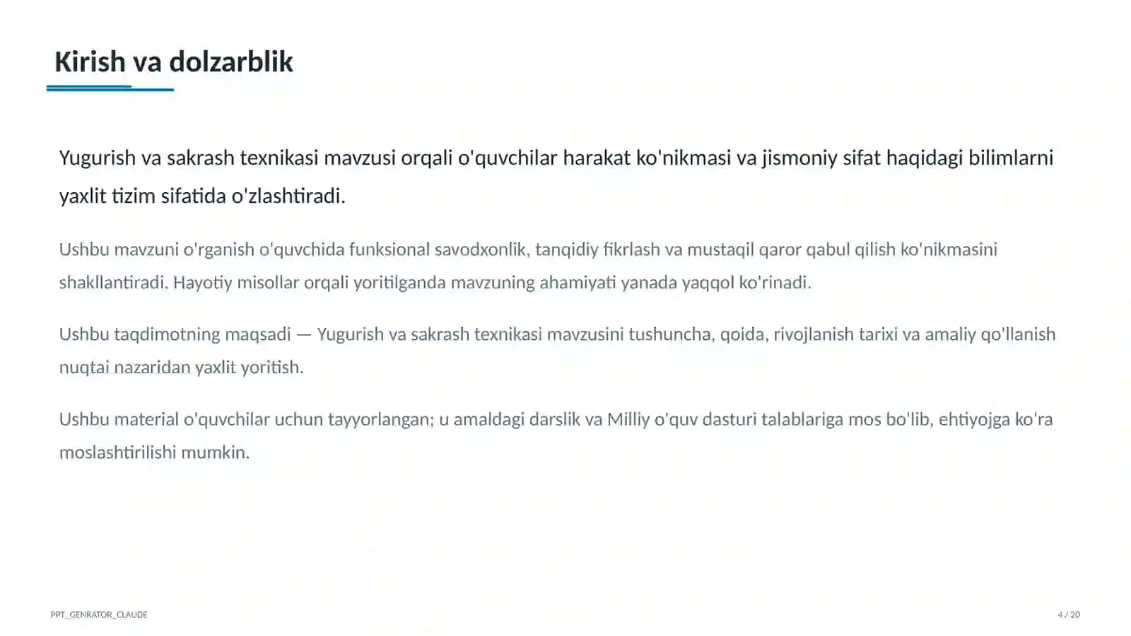 Yugurish va sakrash texnikasi (2-sinf) 4