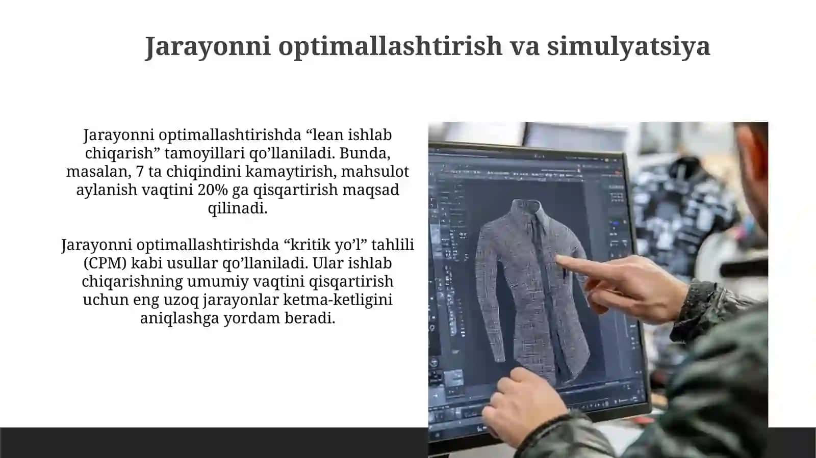 Tikuv buyumlarini ishlab chiqaraydigan texnologik jarayonlarini loyihalash bosqichlari 4