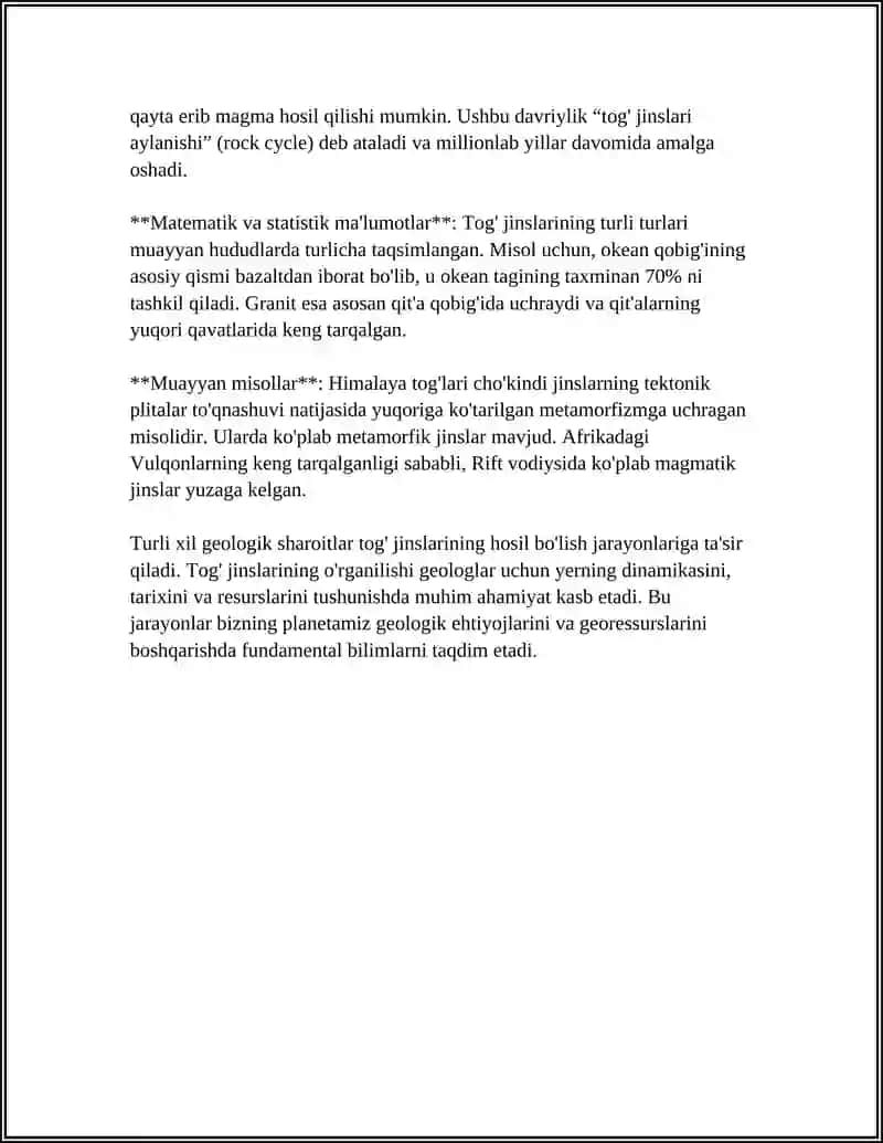 YER PO'STINI HOSIL QILGAN TOG' JINSLARI, ULARNING TURLARI 4