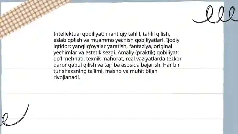 Qobiliyat va iqtidorning ta'rifi va tushunchalari 4