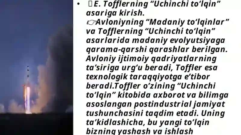 Avloniyning “Madaniyat to’lqinlari” maqolasiva E.Tofflerning “Uchinchi to’lqin” asarini qiyosiy tahlil etish 4