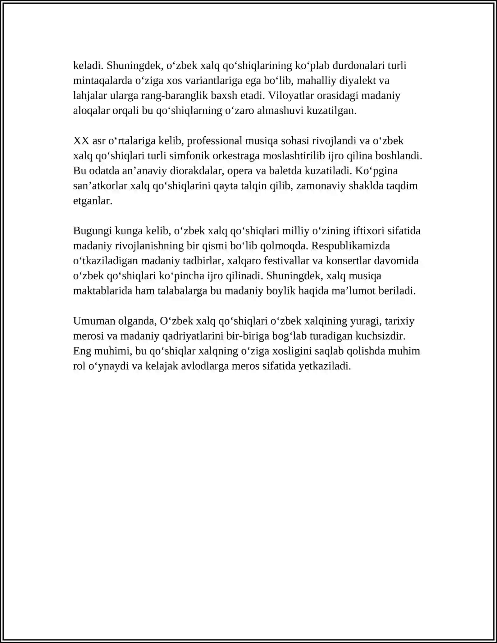 O'zbek Xalq Qo'shiqlari 4