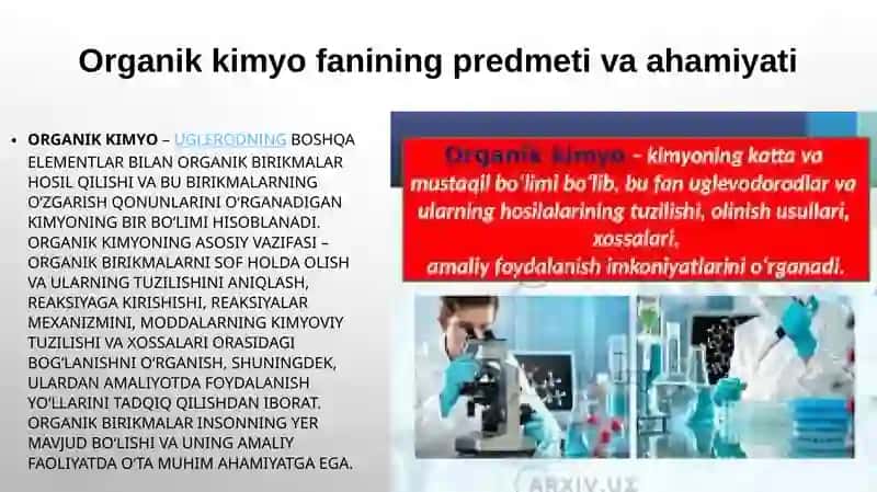 ORGANIK KIMYOGA KIRISH.ORGANIK BIRIKMALARNING SINFLANISHI,NOMLANISHI,FAZOVIY TUZILISHI.UGLEVODORODLARNING REAKSIYASIGA KIRISHISH QOBILYATI 4