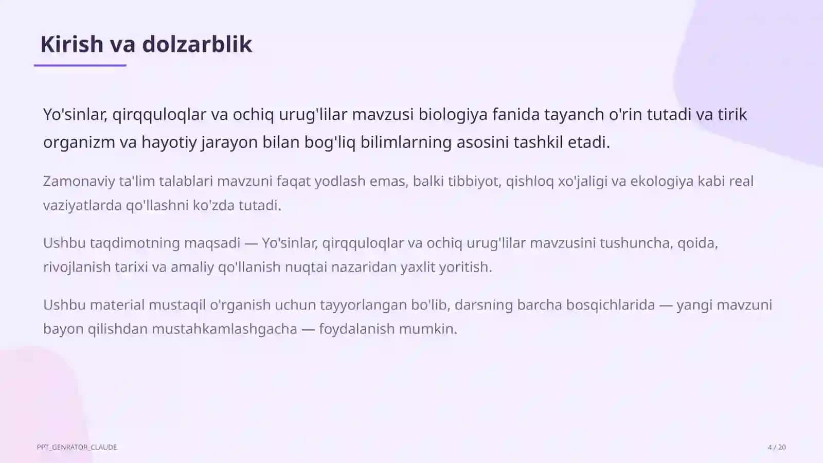 Yo'sinlar, qirqquloqlar va ochiq urug'lilar (6-sinf) 4