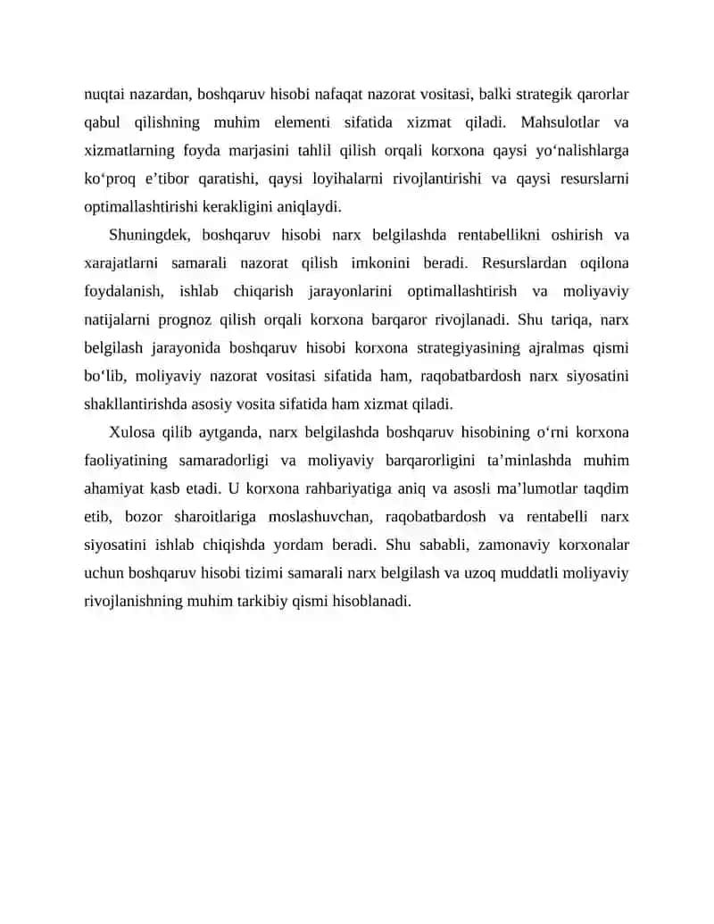 Narx belgilashda boshqaruv hisobi 4