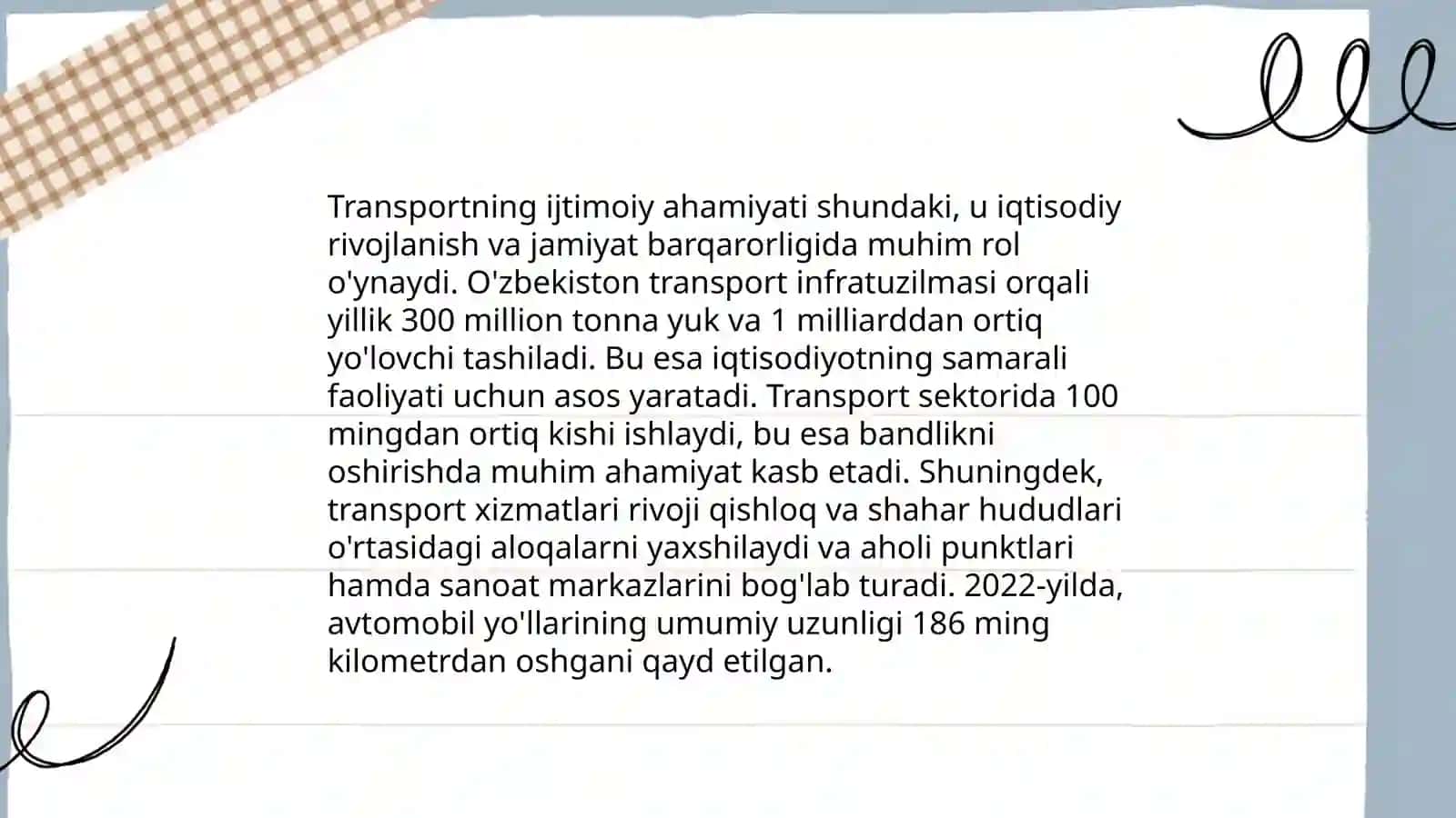 Transportning ahamiyati,vazifasi va turlari 4
