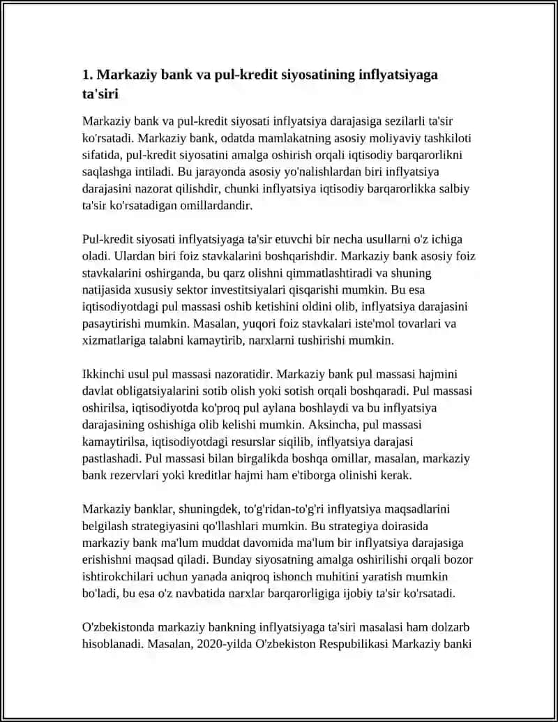 PUL TIZIMI VA INFLYATSIYA: ASOSIY MEXANIZMLAR VA TA’SIRLAR 4