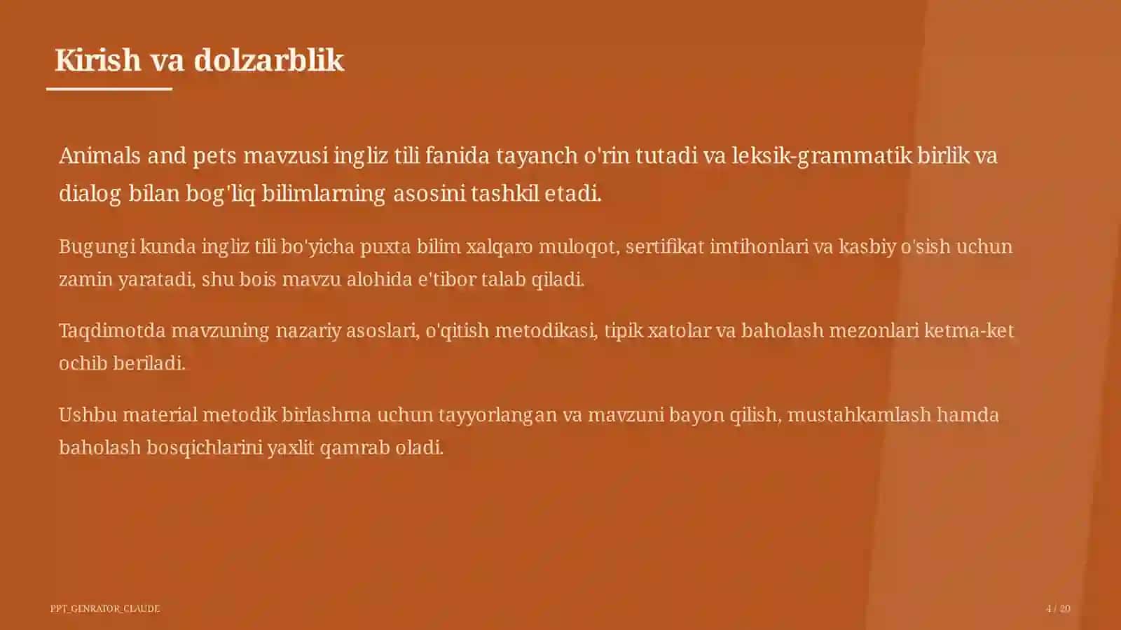 Dars rejasi 4