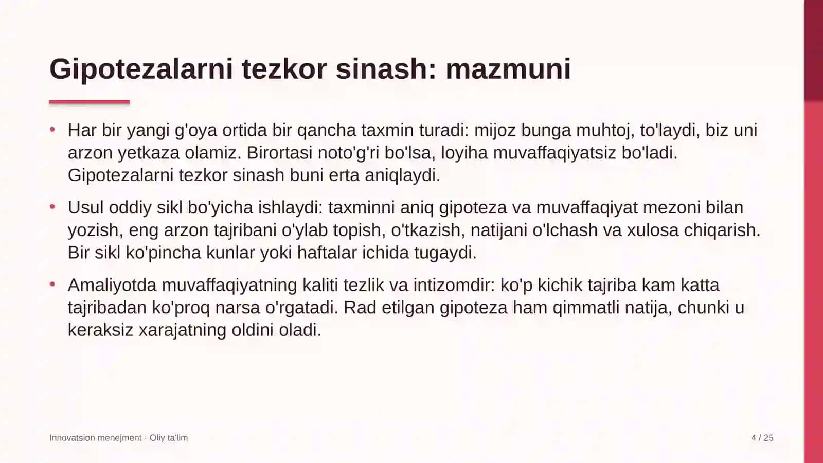 til o'rgatish markazlarida gipotezalarni tezkor sinash 7505 4