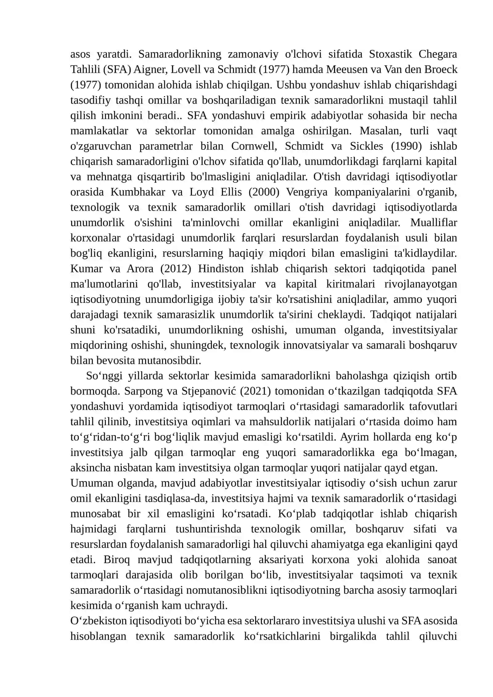 O‘zbekiston iqtisodiyoti bo‘yicha tayyor ekonometrik tadqiqot: Stata, SFA va Kvadrant tahlili (2010–2024) 4