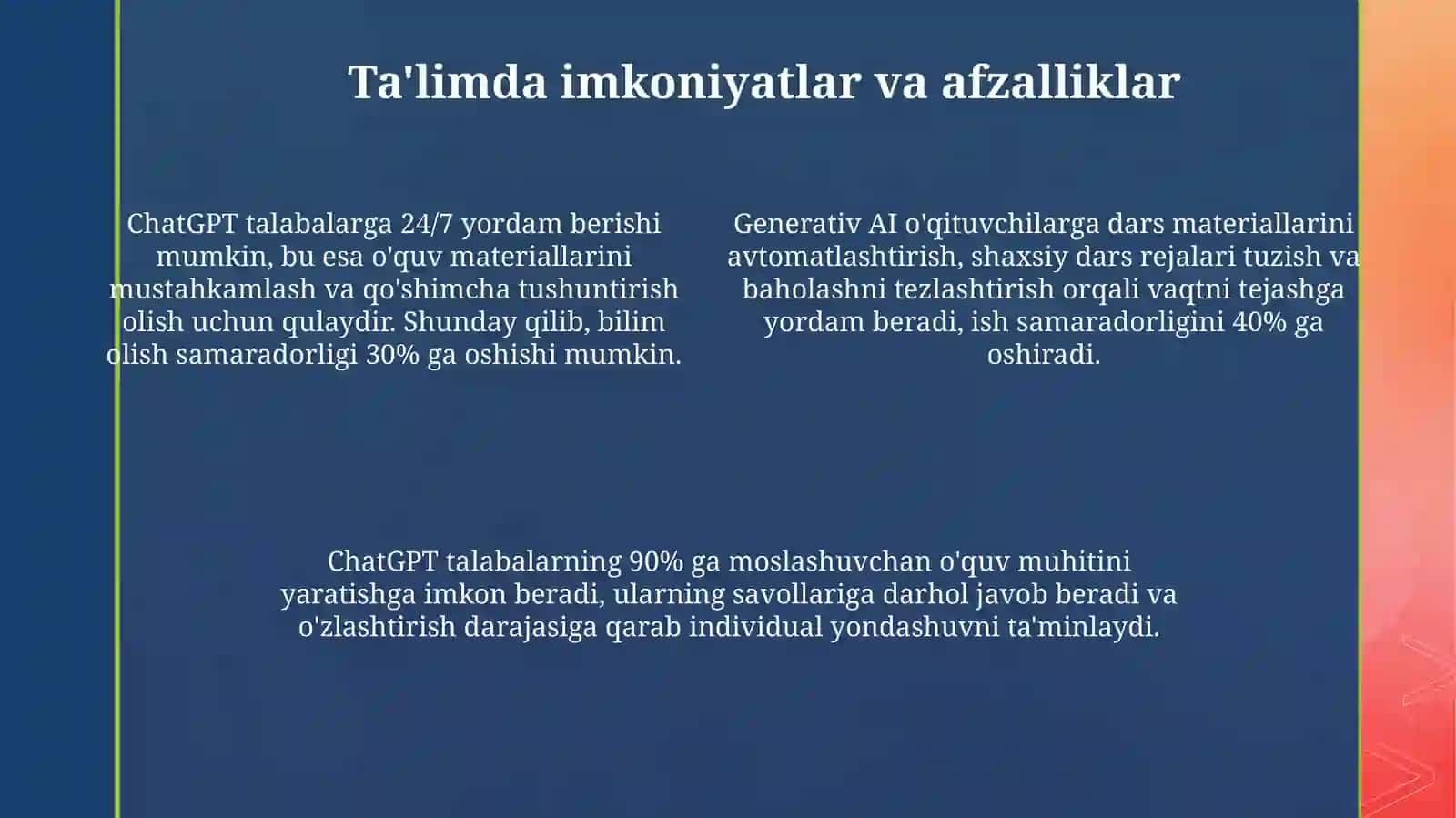 ChatGPT va generativ sun'iy intellekt texnologiyalaridan ta'limda foydalanish 4