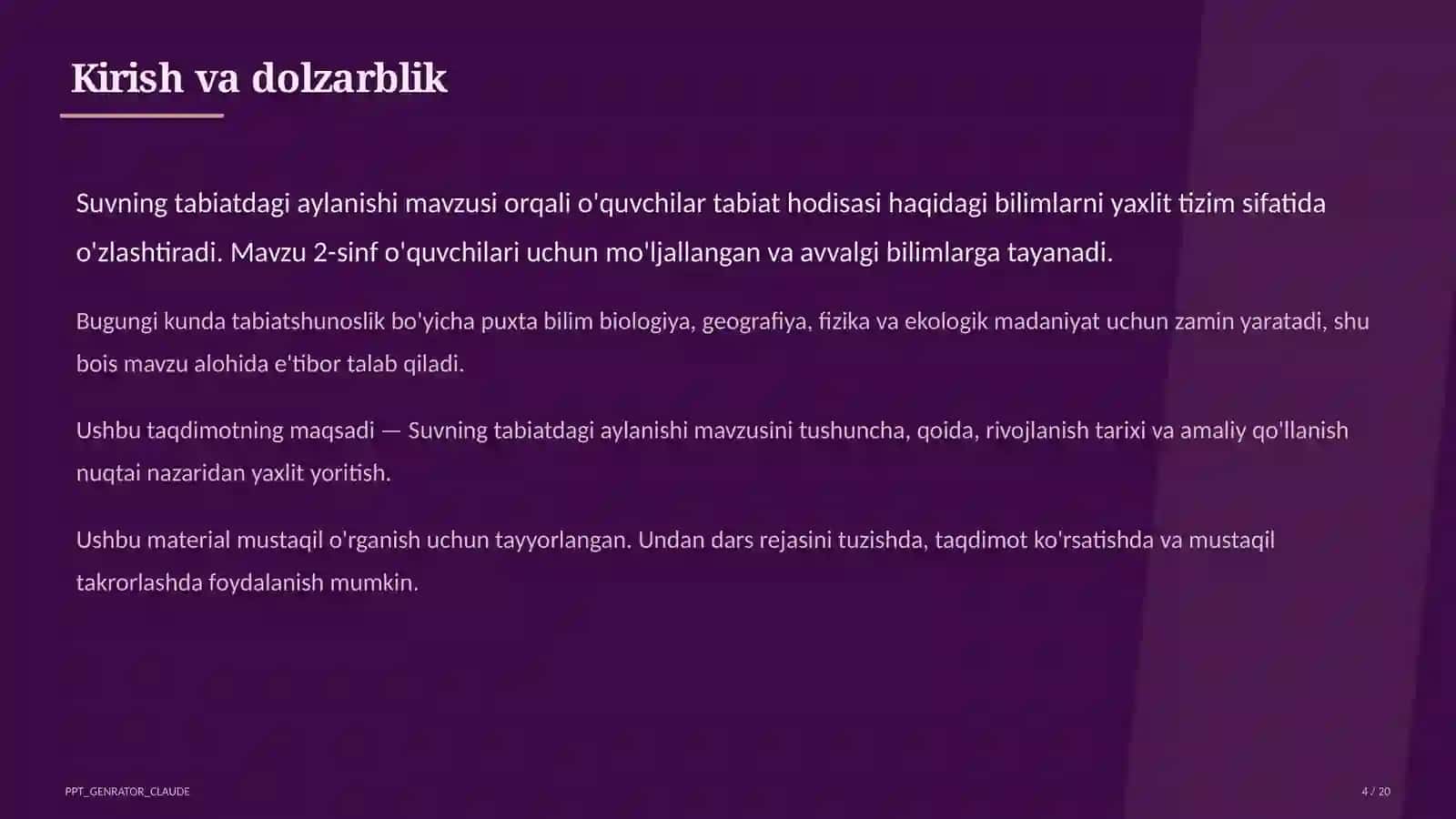 Suvning tabiatdagi aylanishi (2-sinf) 4
