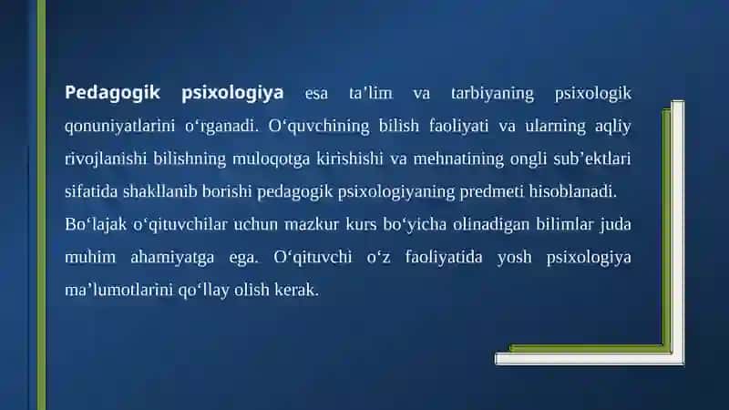 Yosh va pedagogik psixologiya fanining tadqiqot sohasi va muammolari doirasidagi manbalar bilan tani 4