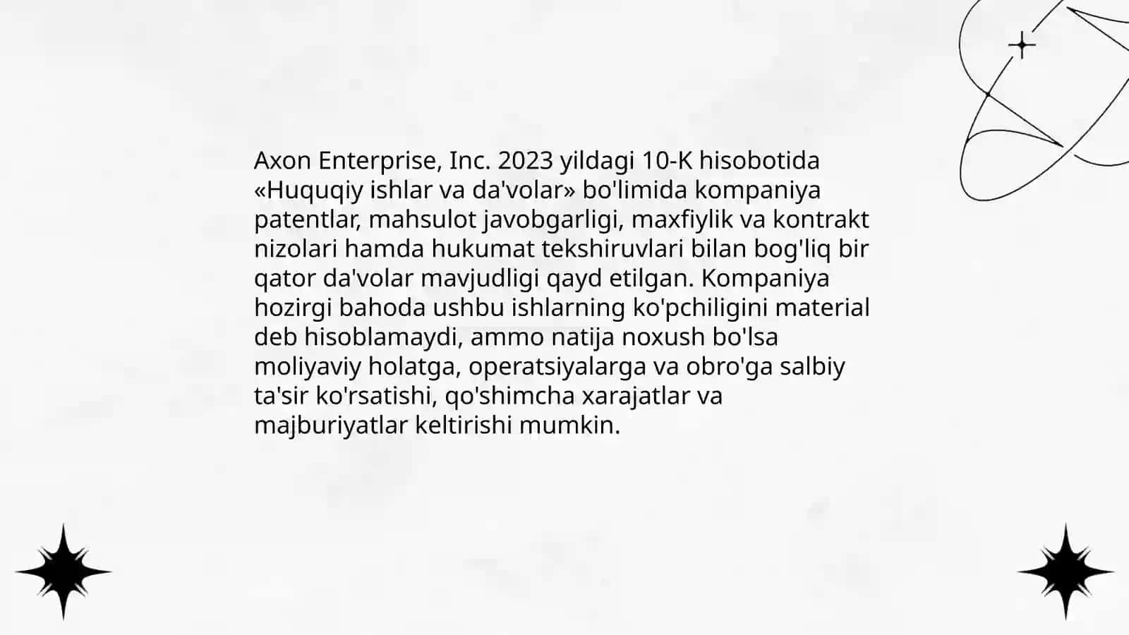 Axon enterprise, inc 10k 2023 hisoboti xavf omillari va risklari 4