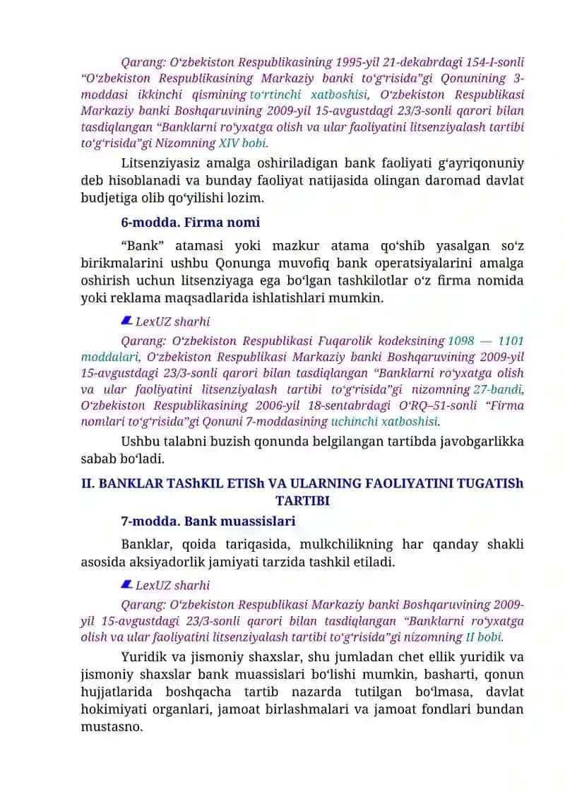 O‘zbekiston RESPUBLIKASINING QONUNI BANKLAR VA BANK FAOLIYATI TO‘G‘RISIDA 4