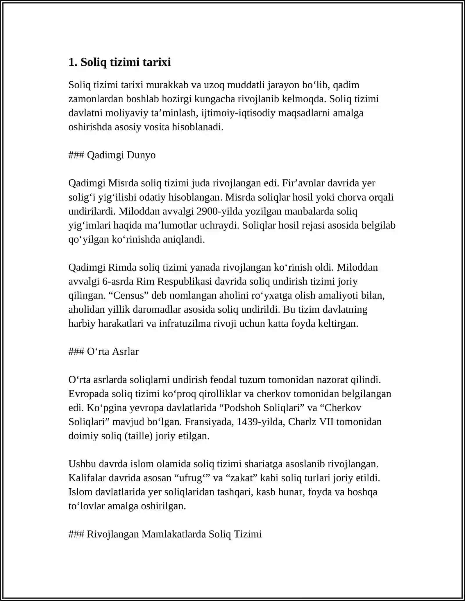 SOLIQ TIZIMI VA SOLIQQA TORTISH TIZIMI, ULARNING OʻZARO FARQLARI 4
