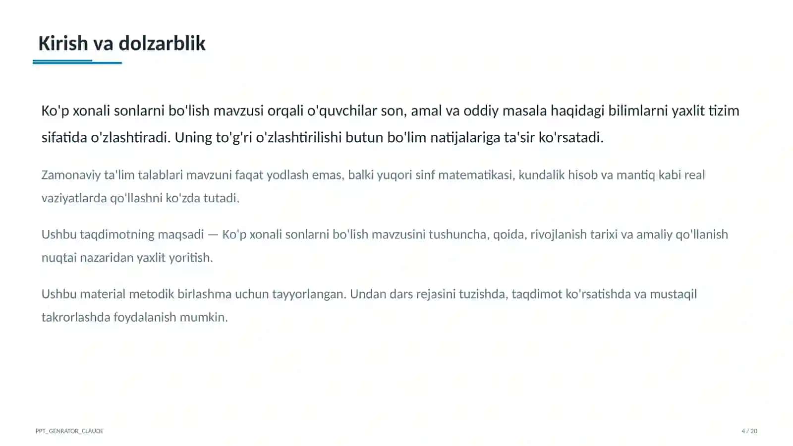 Ko'p xonali sonlarni bo'lish (4-sinf) 4