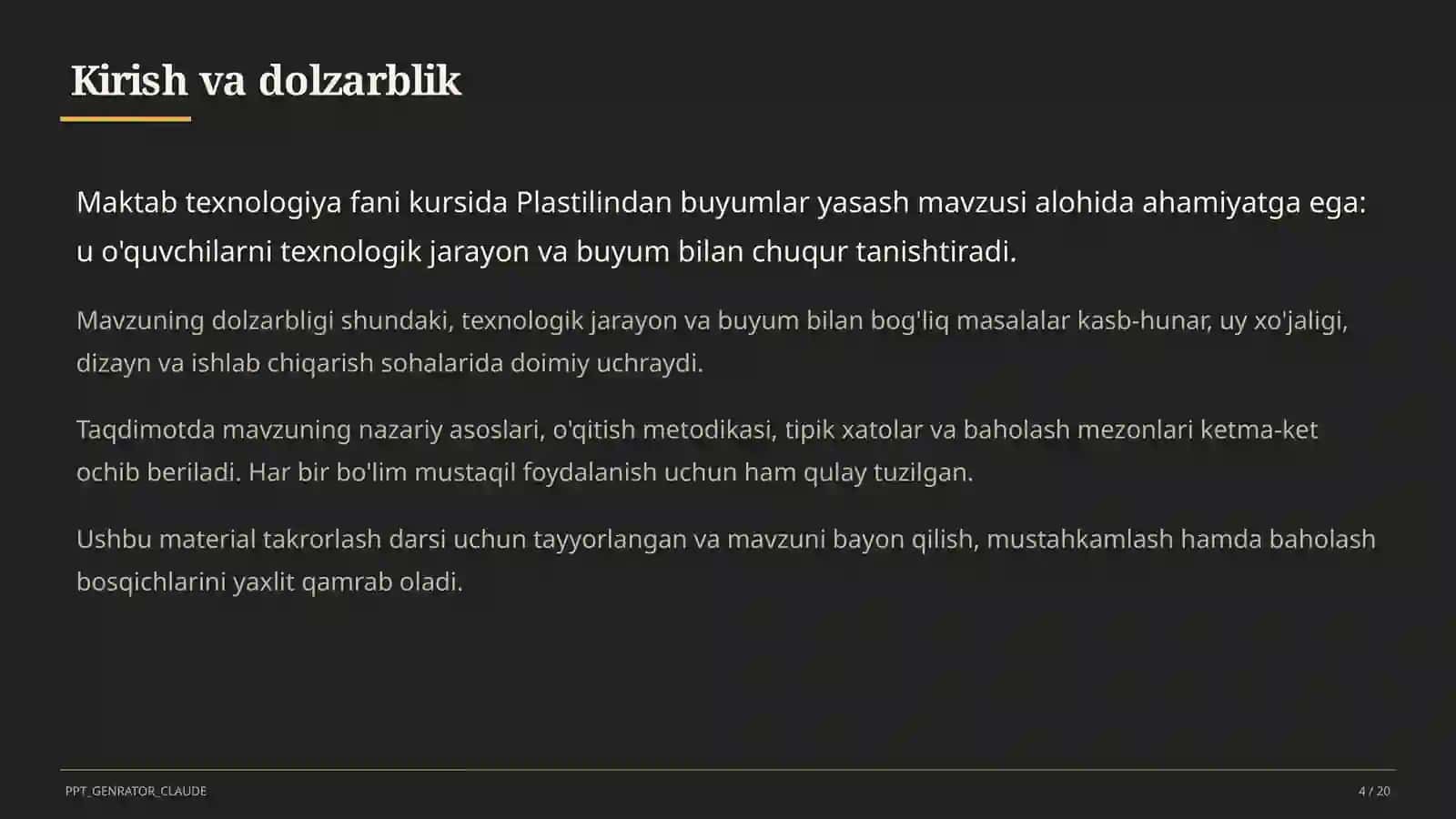 Plastilindan buyumlar yasash (1-sinf) 4