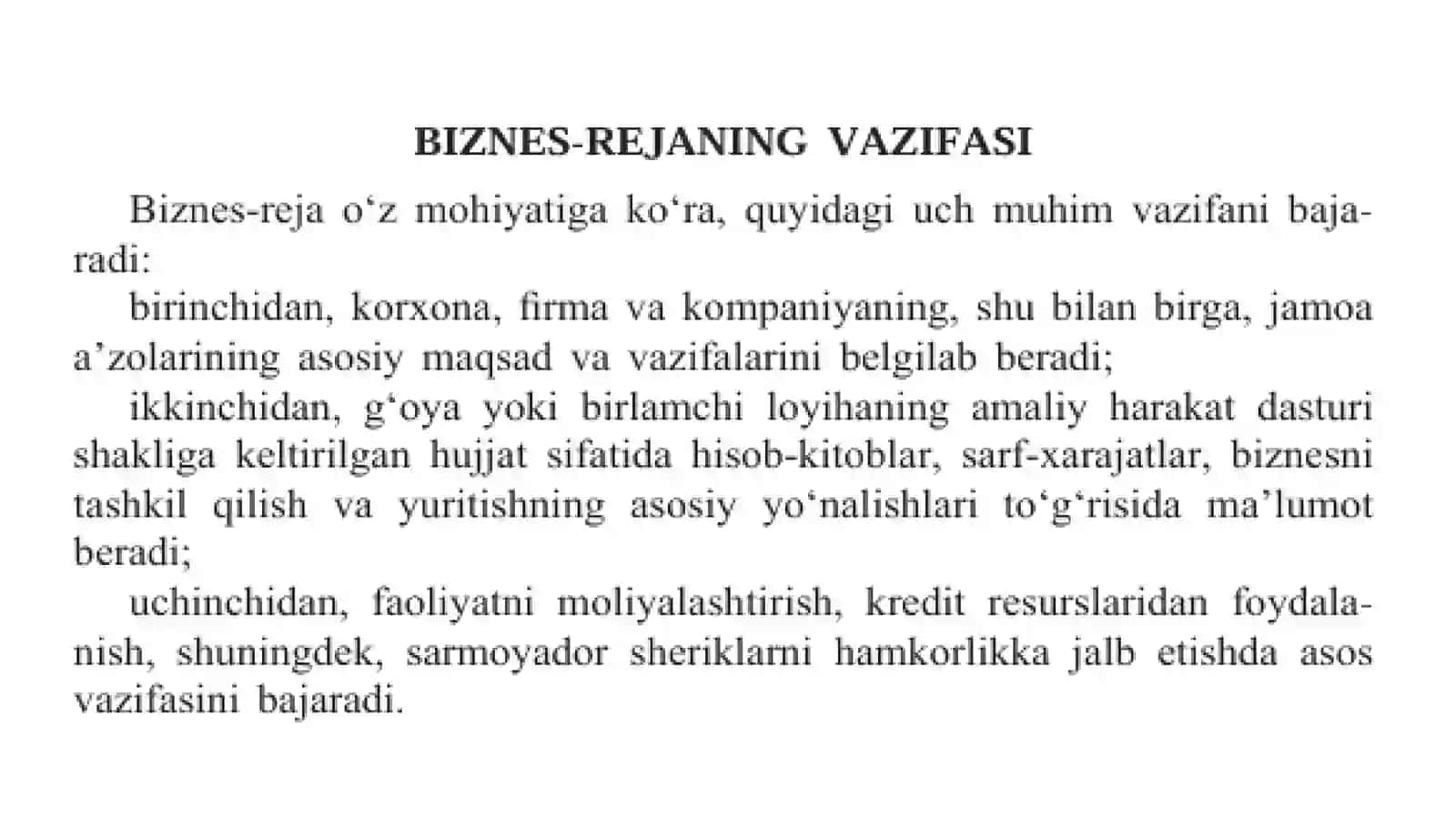 Biznes rejasi tuzish 4