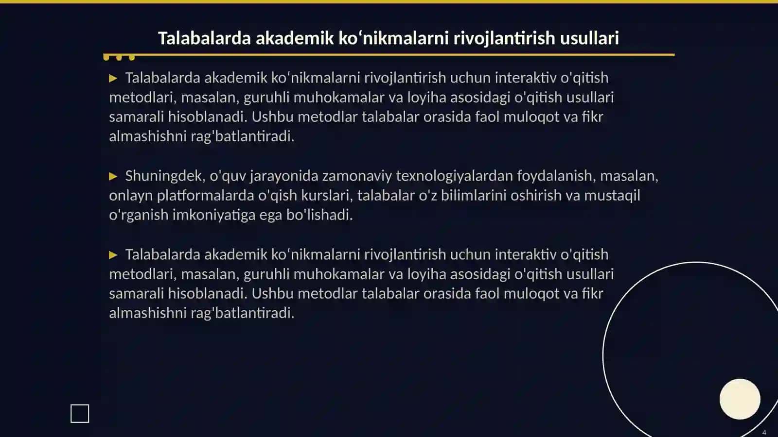 Akademik koʻnikmalarning talabalar faoliyatidagi ahamiyati va dolzarbligi 4