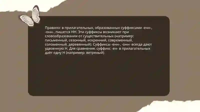 Правописание н и нн в суффиксах прилагательных 4