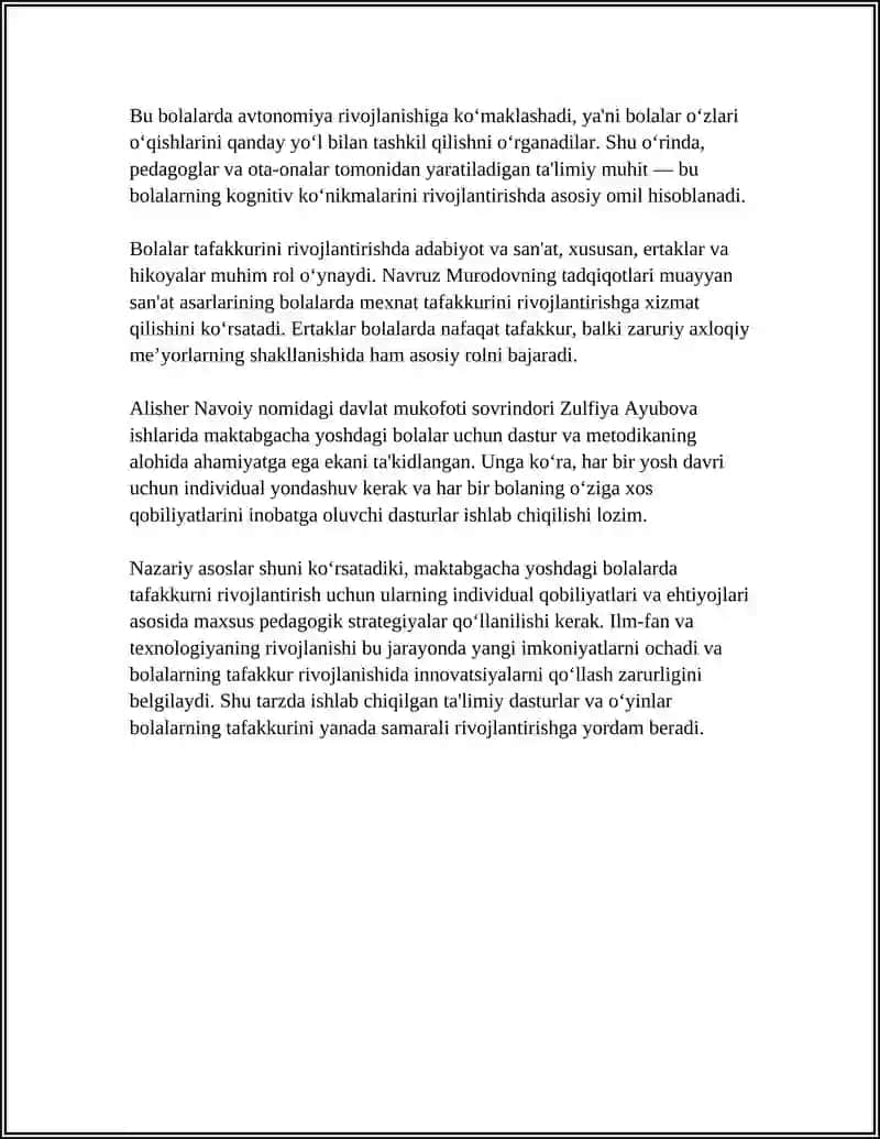 MAKTABGACHA YOSHDAGI BOLANING TAFAKKURINI RIVOJLANTIRISH 4