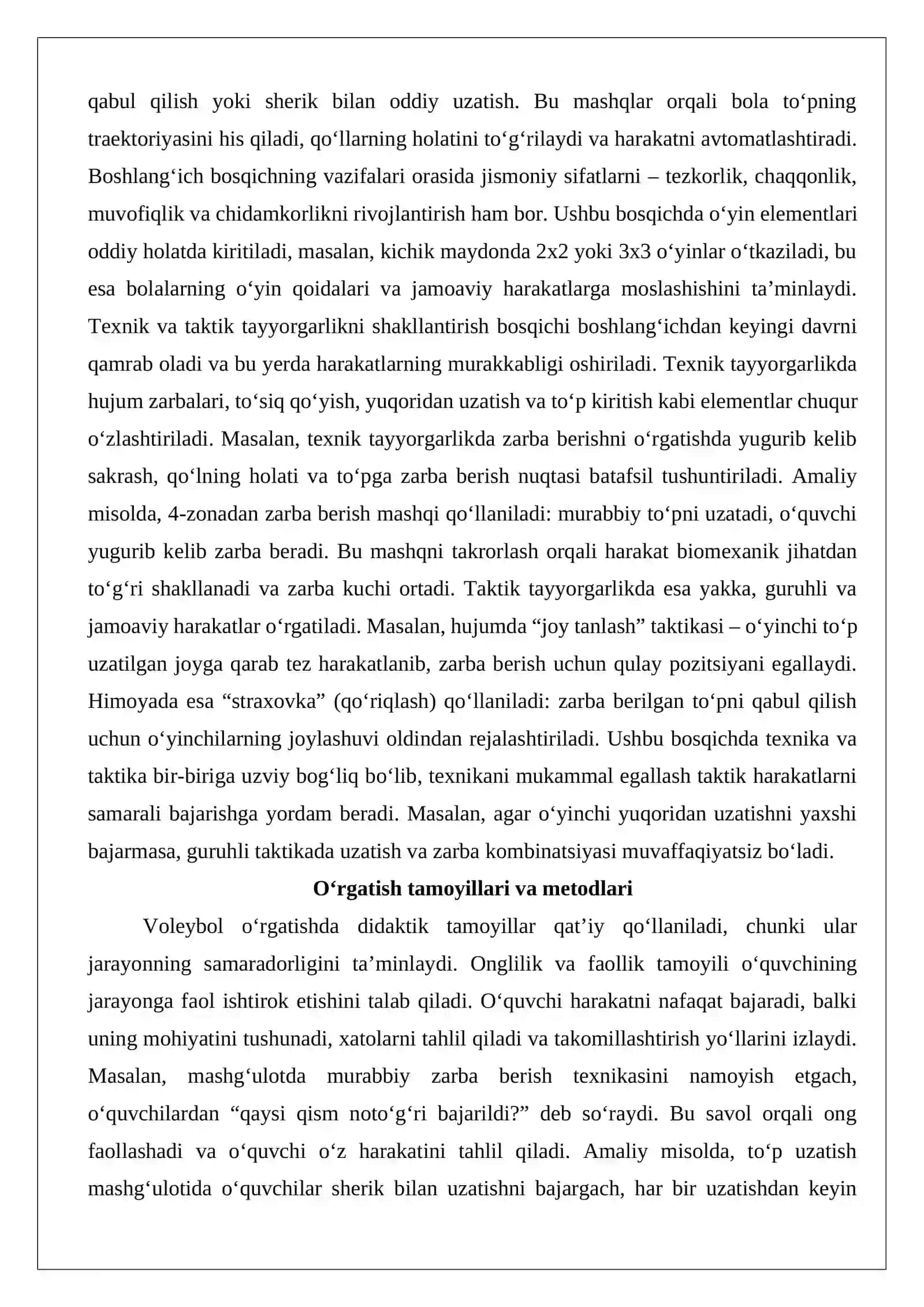 Voleybol o‘yinini o‘rgatish vositalari va mashg‘ulotlari 4