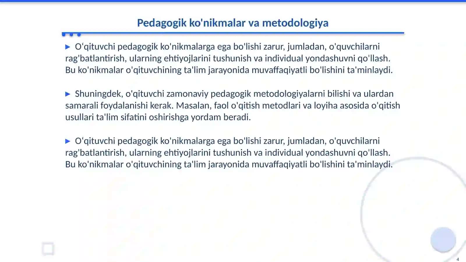Amaliy kasbiy taʼlim oʻqituvchisiga qoʻyiladigan talablar 4