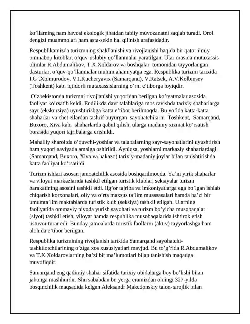 O’zbekistonda turizmni rivojlantirish tizimini loyihalash 4