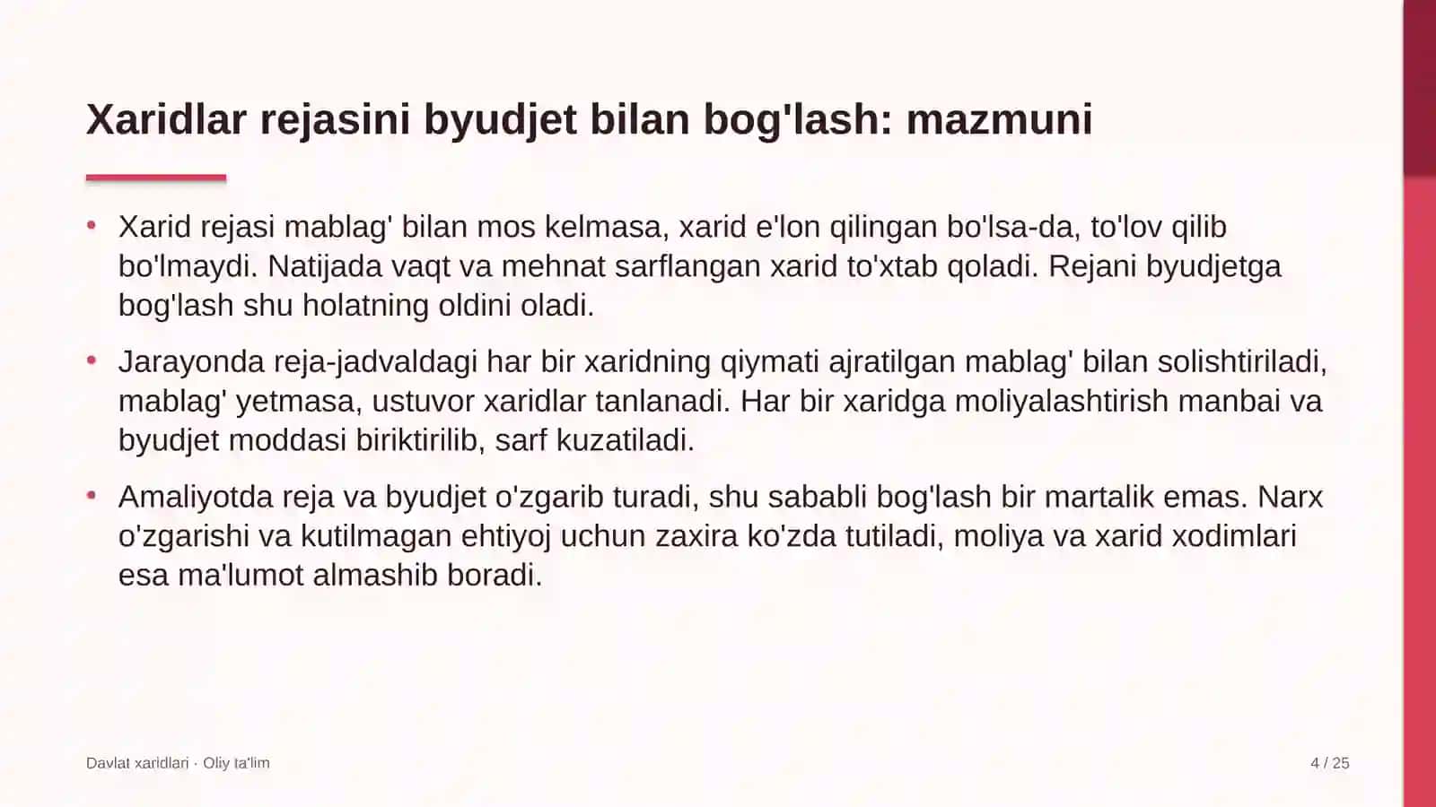 Maishiy texnika do'konlarida xaridlar rejasini byudjet bilan bog'lash 4