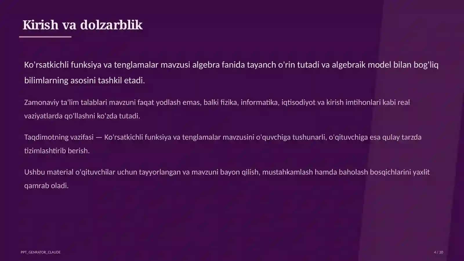 Ko'rsatkichli funksiya va tenglamalar (10-sinf) 4